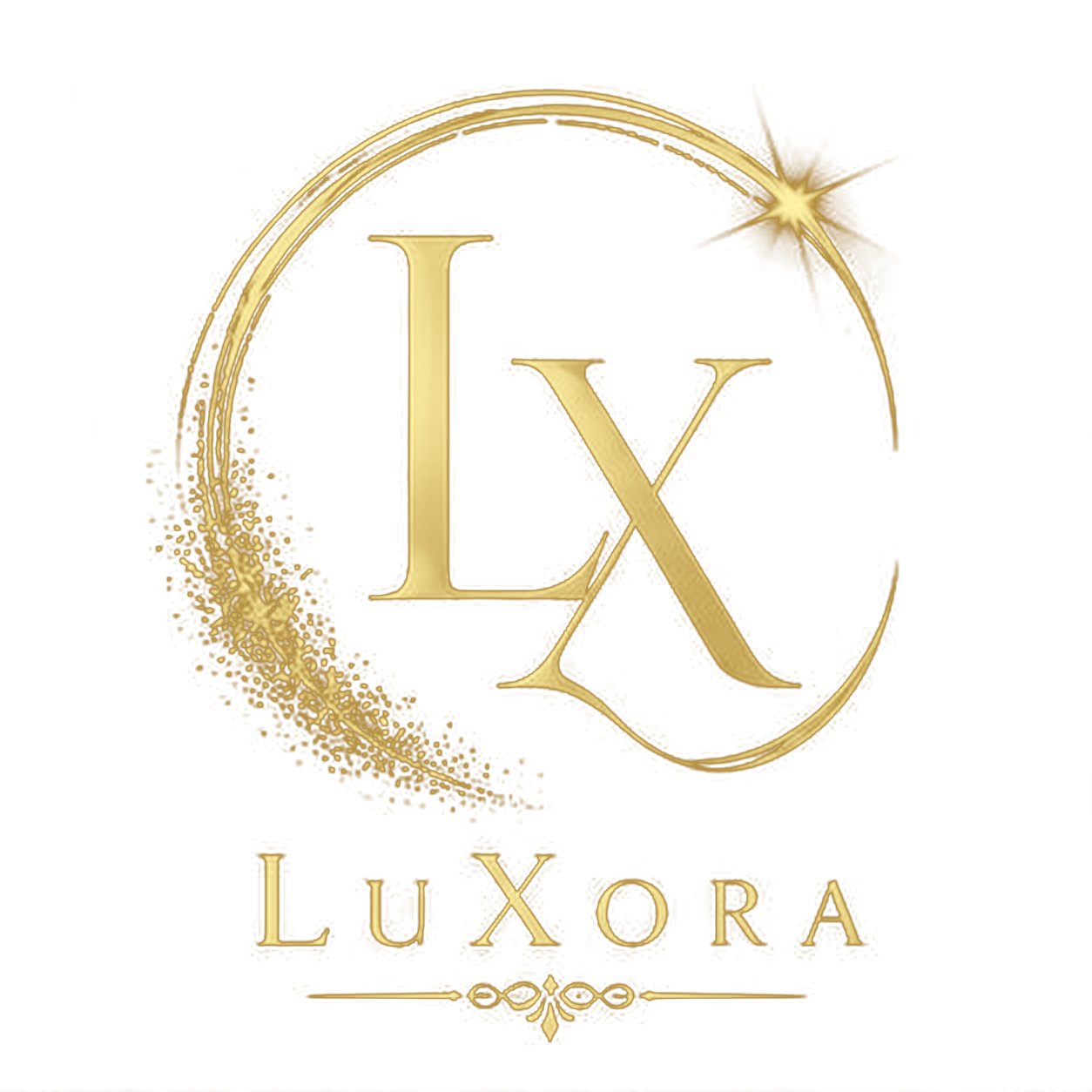 LuXora gold monogram logo
